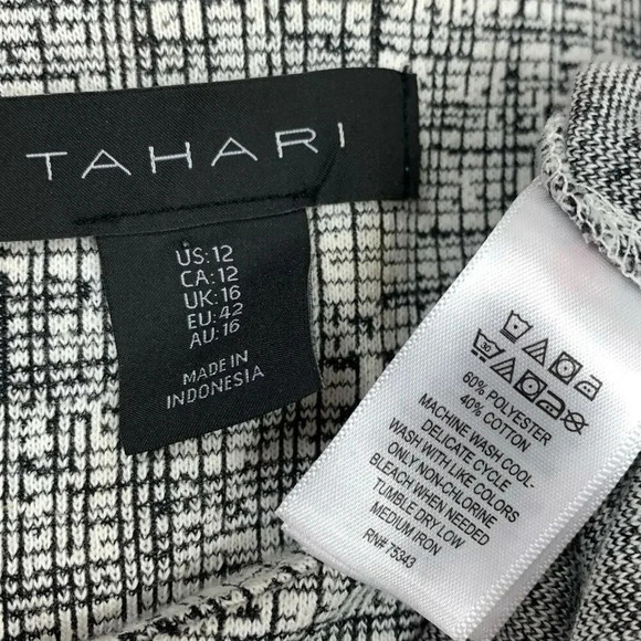 Tahari Sleeveless Stretchy Ponte Knit Shift Casual Dress Size 12 Gray Abstract - Picture 16 of 16